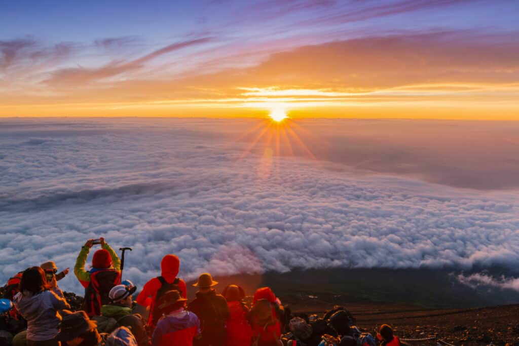 A view from the top of Mt Fuji at sunrise